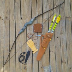 Complete beginnger Black Hunter Longbow set with everything to start archery right away.